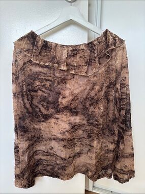 Host Pick✨Brown Marble Velvet Sheer Top